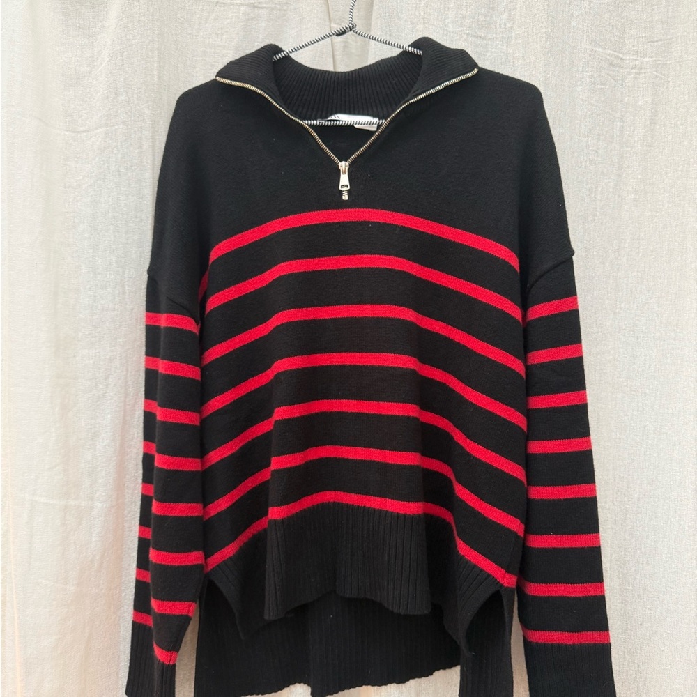 Black and Red Striped Women's Sweater